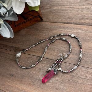 Pink Crystal Matching necklace and earrings set